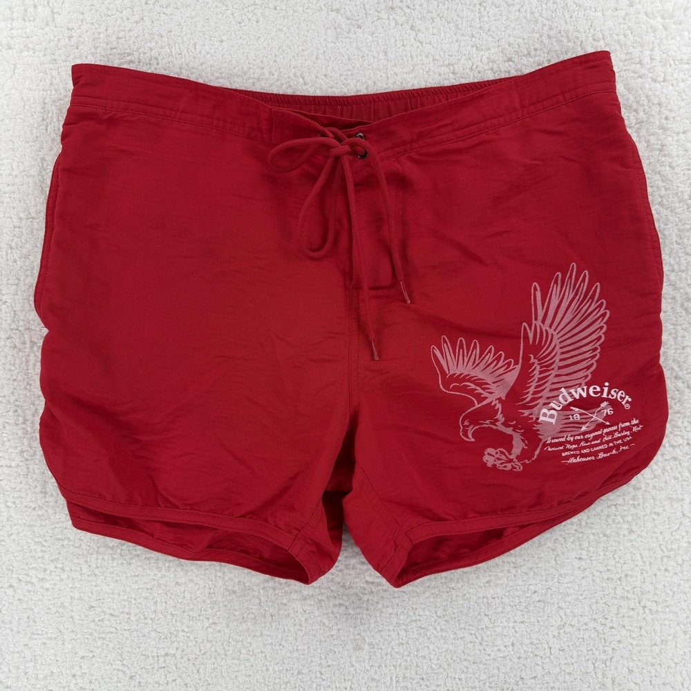 Budweiser Swim Shorts Mens Large Red Eagle Logo Boardshorts PacSun Beer Beach